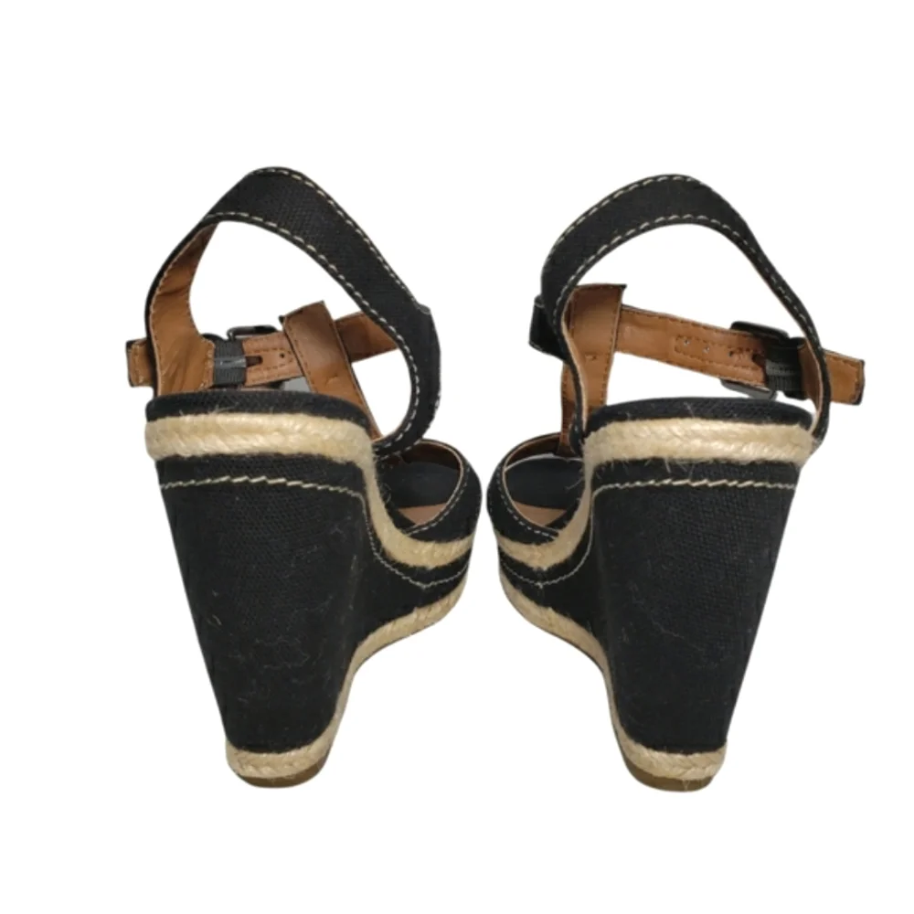 Franco Sarto Allison Black Espadrille Wedge Sandals Women's Size 8.5
